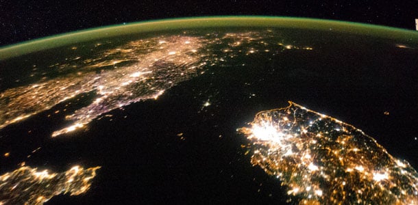 Tältä näyttää pimeä Pohjois-Korea avaruudesta käsin