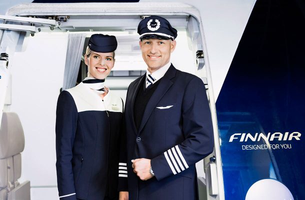 Finnairin lentoemäntä ja lentäjä