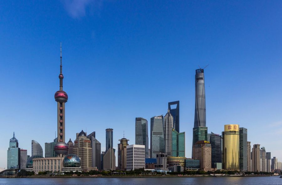 Shanghain pilvenpiirtäjien siluetti
